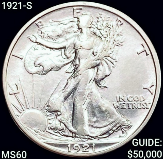 1921-S Walking Liberty Half Dollar UNCIRCULATED