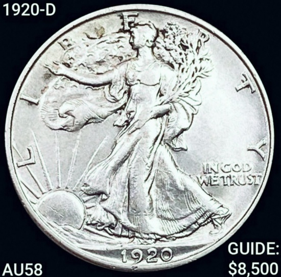 1920-D Walking Liberty Half Dollar CHOICE AU