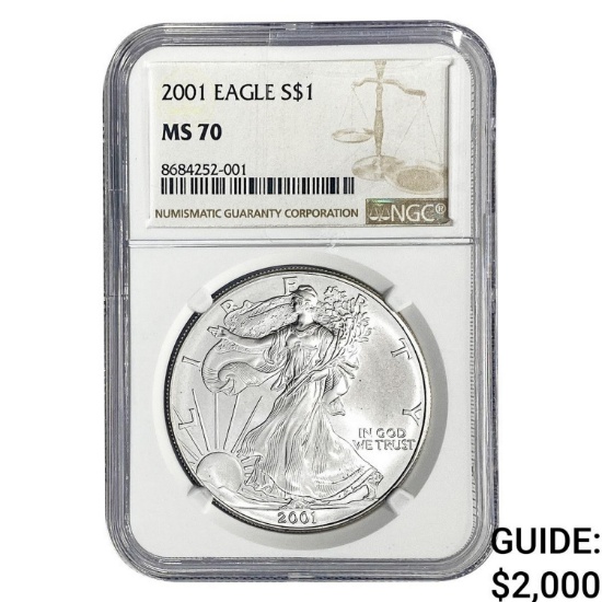 2001 Silver Eagle NGC MS70