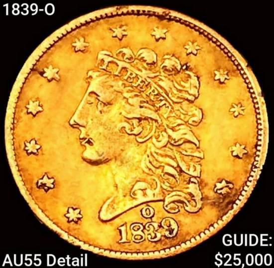 1839-O $2.50 Gold Quarter Eagle HIGH GRADE