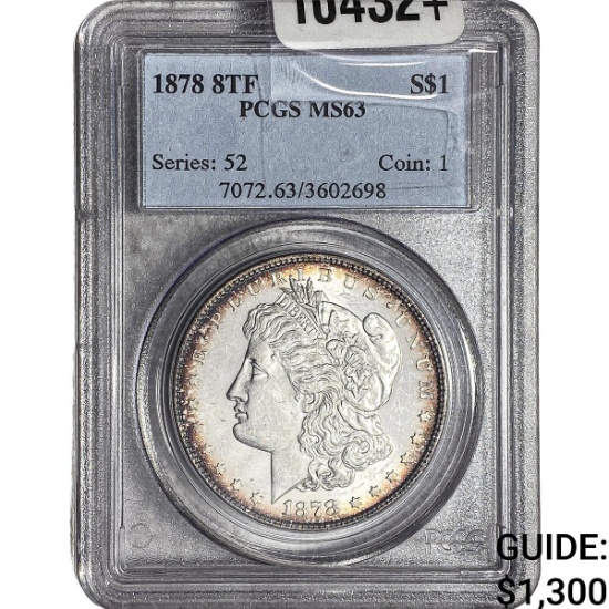 1878 8TF Morgan Silver Dollar PCGS MS63