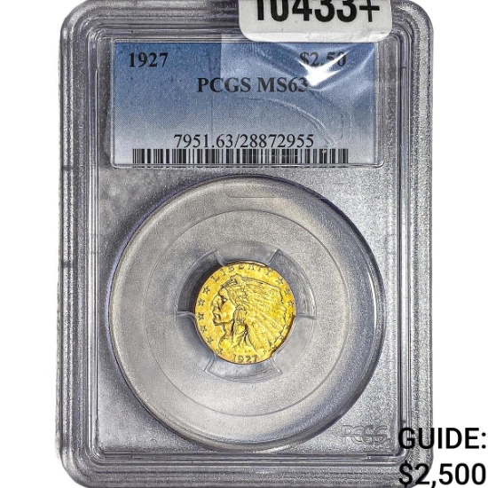 1927 $2.50 Gold Quarter Eagle PCGS MS63