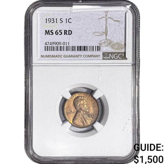 1931-S Wheat Cent NGC MS65 RD