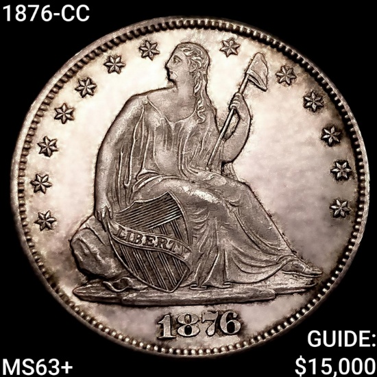 1876-CC Seated Liberty Half Dollar CHOICE BU+