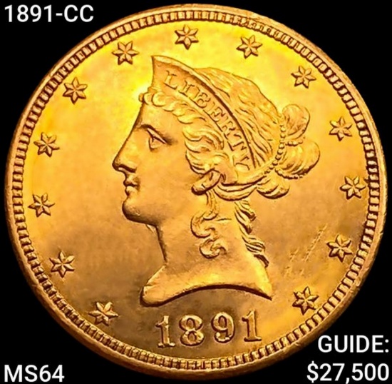 1891-CC $10 Gold Eagle CHOICE BU