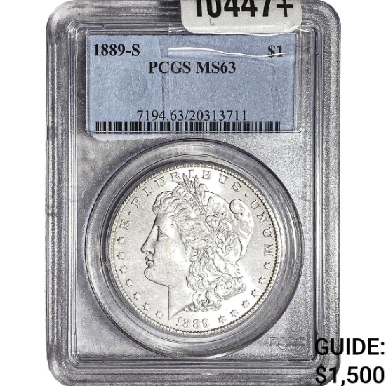 1889-S Morgan Silver Dollar PCGS MS63