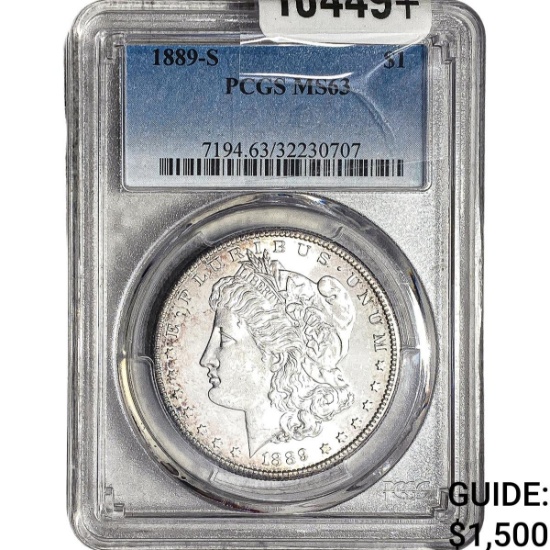 1889-S Morgan Silver Dollar PCGS MS63