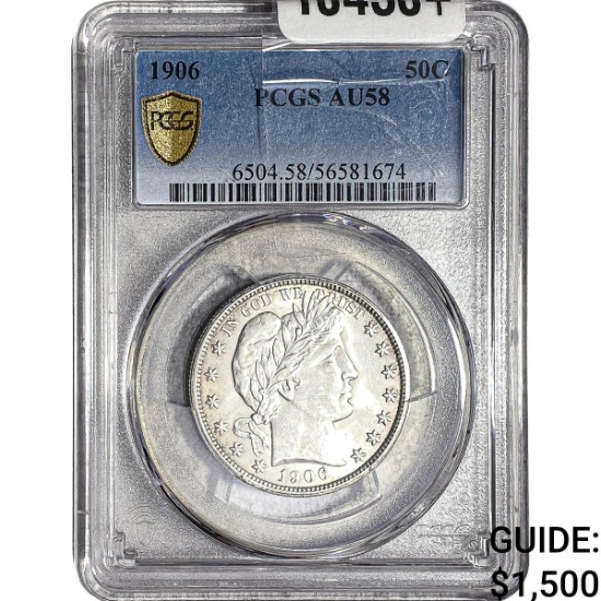 1906 Barber Half Dollar PCGS AU58