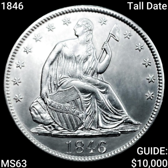 1846 Tall Date Seated Liberty Half Dollar CHOICE BU