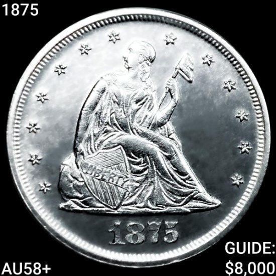 1875 Twenty Cent Piece CHOICE AU+