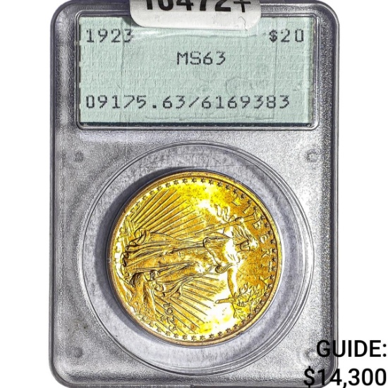 1923 $20 Gold Double Eagle PCGS MS63