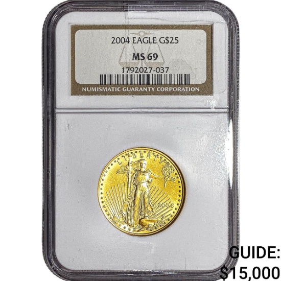 2004 1/2oz Gold Eagle $25 NGC MS69
