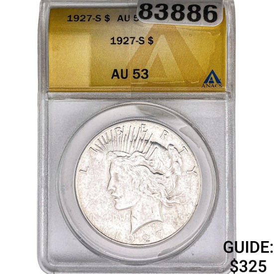 1927-S Silver Peace Dollar ANACS AU53