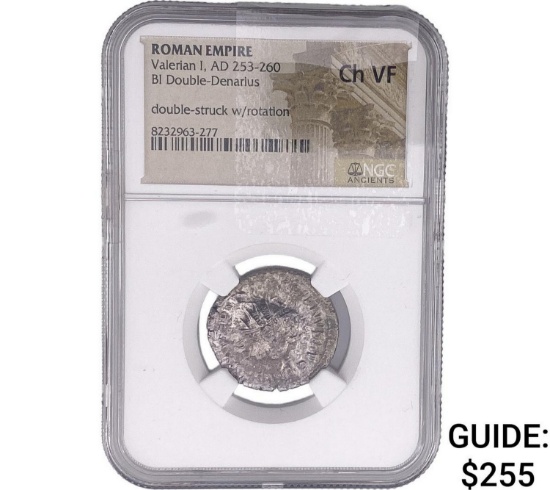 Roman Valerian I, AD 253-260 BI Double-Denarius  ChVF