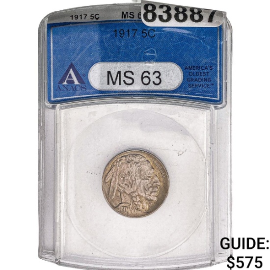 1917 Buffalo Nickel ANACS MS63