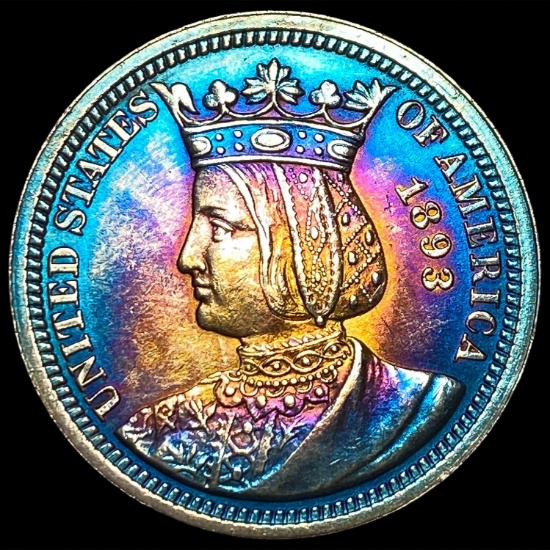 1893 Toned Silver Isabella Quarter UNCIRCULATED