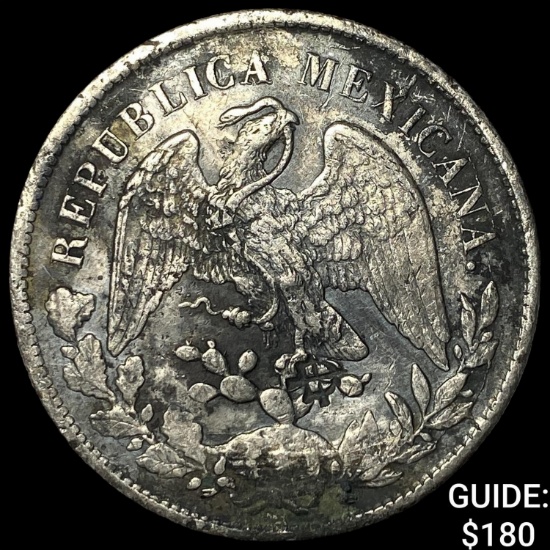 1899 Mexico Silver 1 Peso Punch Marked NEARLY UNCIRCULATED
