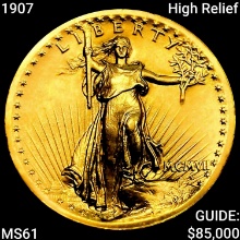 1907 High Relief $20 Gold Double Eagle UNCIRCULATE