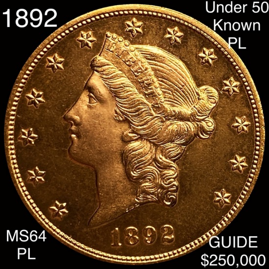 1892 $20 Gold Double Eagle CHOICE BU PL