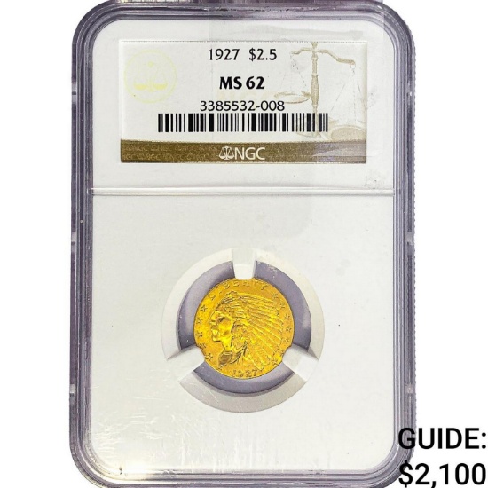 1927 $2.50 Gold Quarter Eagle NGC MS62