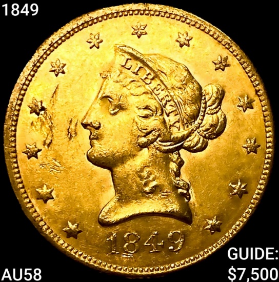 1849 $10 Gold Eagle CHOICE AU