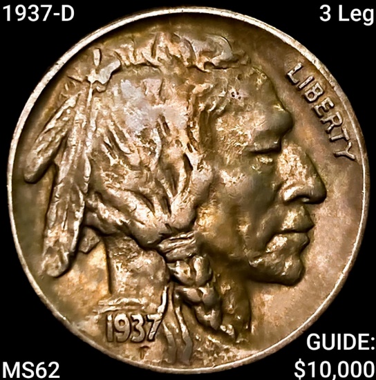 1937-D 3 Leg Buffalo Nickel UNCIRCULATED