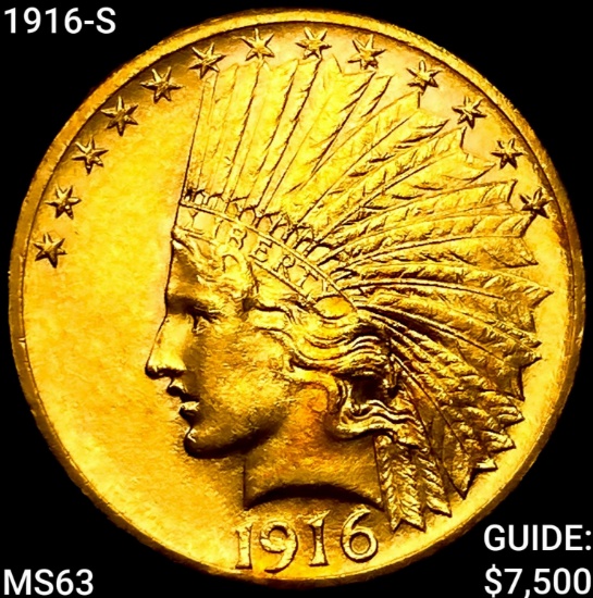 1916-S $10 Gold Eagle CHOICE BU