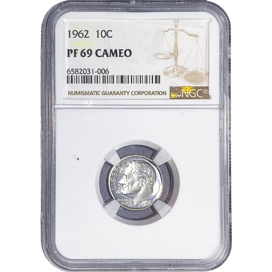 1962 Roosevelt Dime NGC PF69 Cameo
