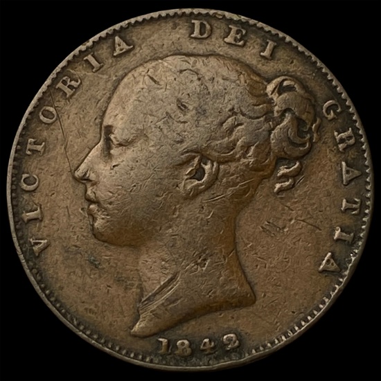 1842 Great Britain Copper 1 Farthing KM725