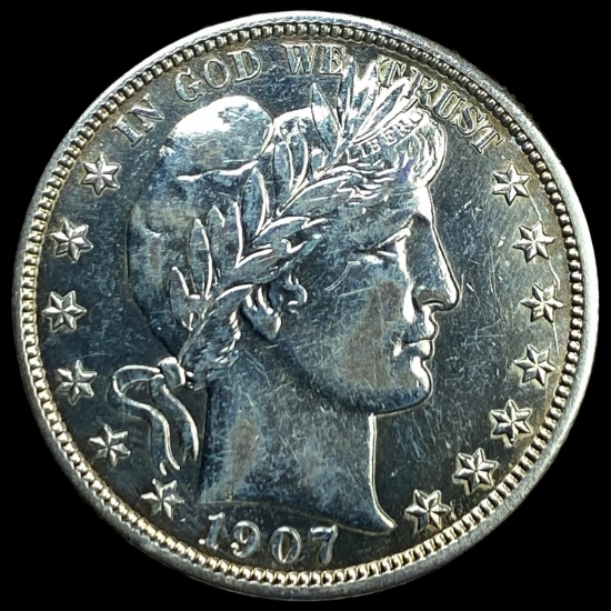 1907-D Silver Barber Half Dollar CLOSELY  UNCIRCULATED