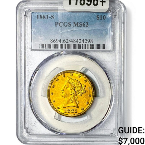 1881-S $10 Gold Eagle PCGS MS62