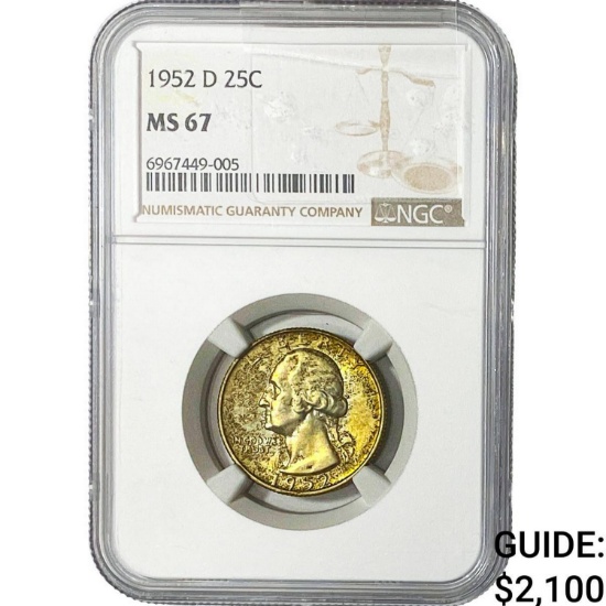 1952-D Washington Silver Quarter NGC MS67