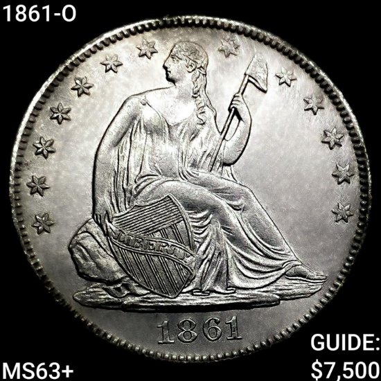 1861-O Seated Liberty Half Dollar CHOICE BU+