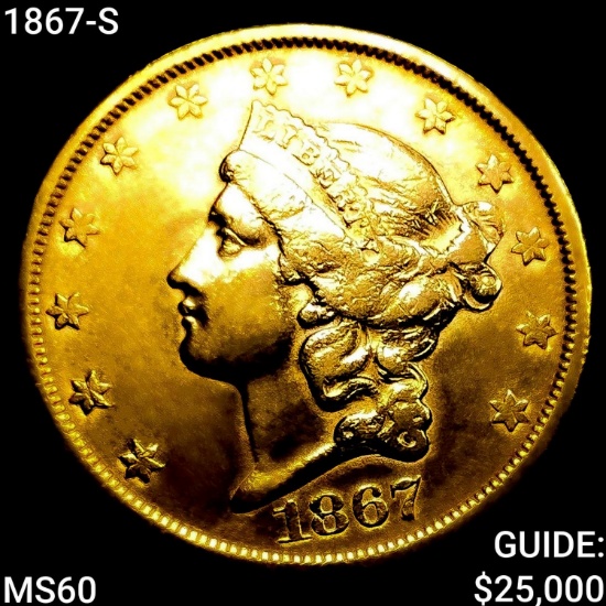 1867-S $20 Gold Double Eagle UNCIRCULATED