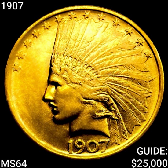 1907 $10 Gold Eagle CHOICE BU
