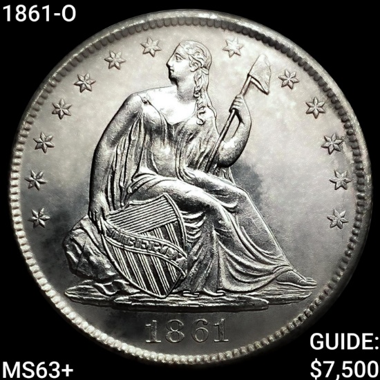 1861-O Seated Liberty Half Dollar CHOICE BU+