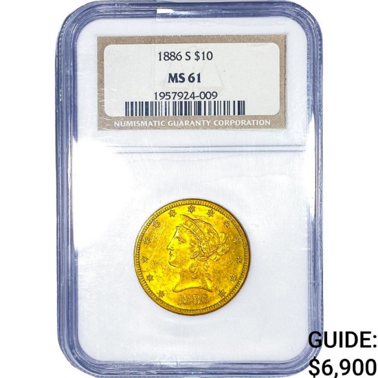 1886 $10 Gold Eagle NGC MS61