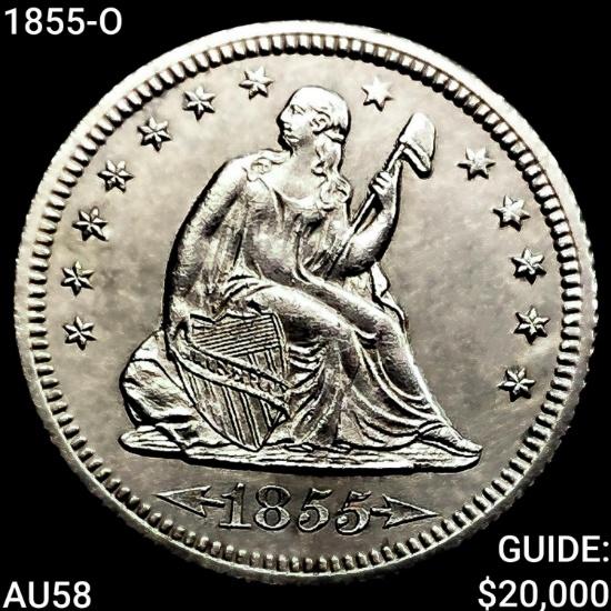 1855-O Seated Liberty Quarter CHOICE AU