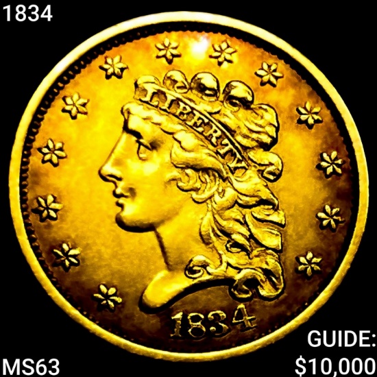 1834 $2.50 Gold Quarter Eagle CHOICE BU