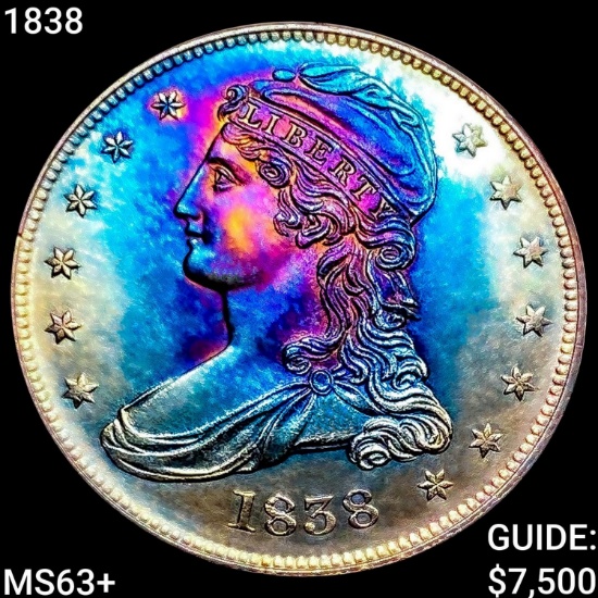 1838 Capped Bust Half Dollar CHOICE BU+