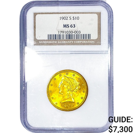 1902-S $10 Gold Eagle NGC MS63
