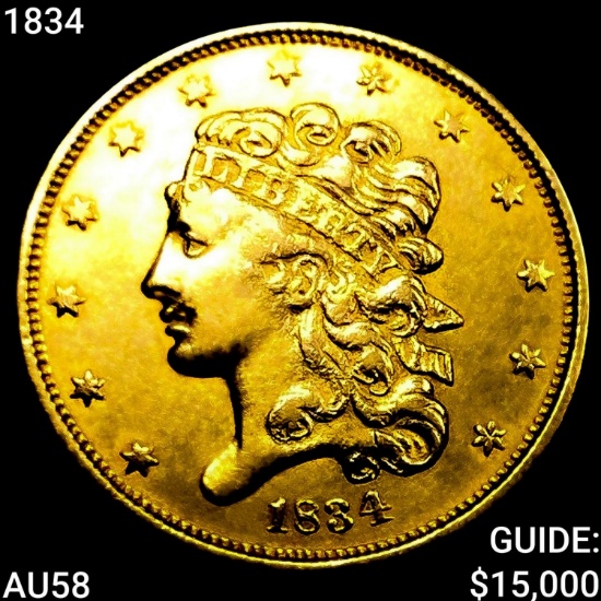 1834 $5 Gold Half Eagle CHOICE AU