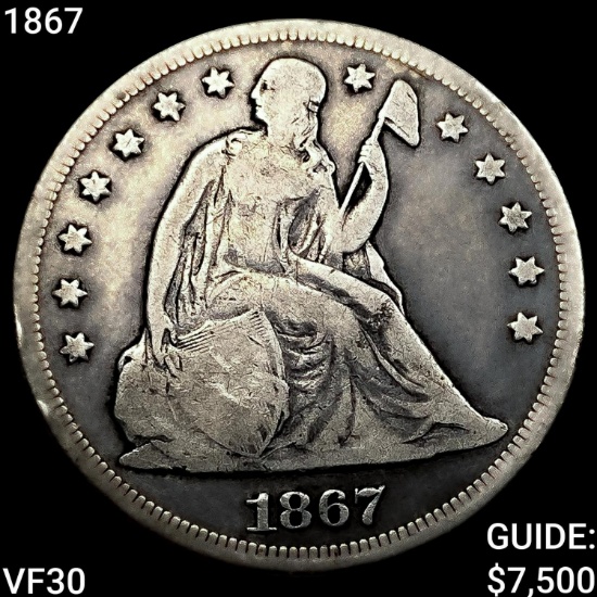 1867 Seated Liberty Dollar LIGHTLY CIRCULATED