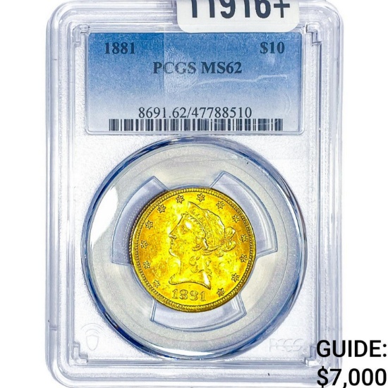 1881 $10 Gold Eagle PCGS MS62