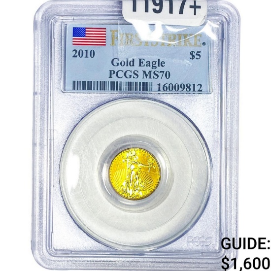 2010 1/10oz Gold Eagle $5 PCGS MS70