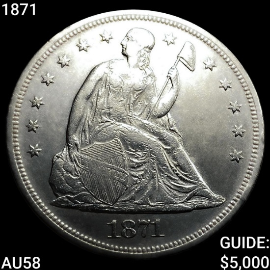 1871 Seated Liberty Dollar CHOICE AU