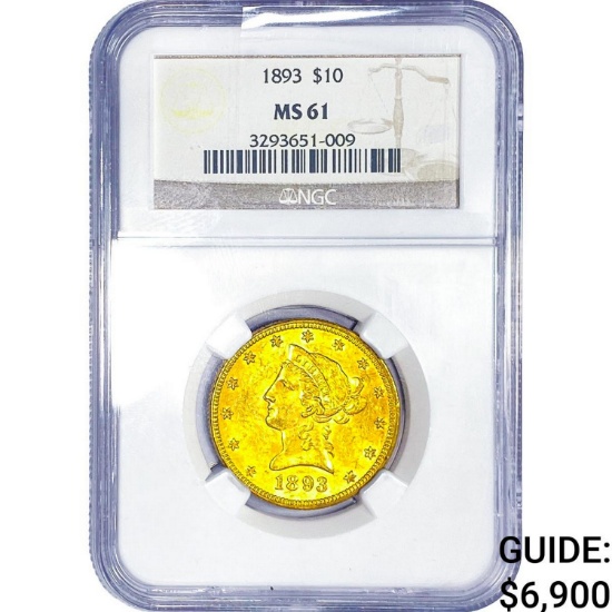 1893 $10 Gold Eagle NGC MS61