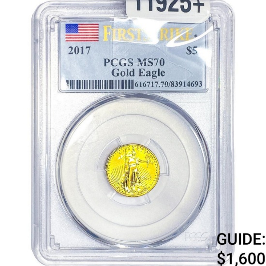 2017 1/10oz Gold Eagle $5 PCGS MS70
