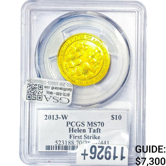 2013-W 1/2oz Gold $10 Helen Taft PCGS MS70