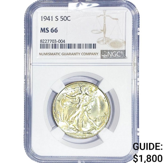 1941-S Walking Liberty Half Dollar NGC MS66
